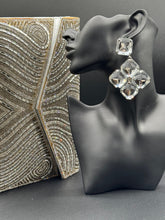 Silver & Crystal Quadrant Earrings (Clip-ons)